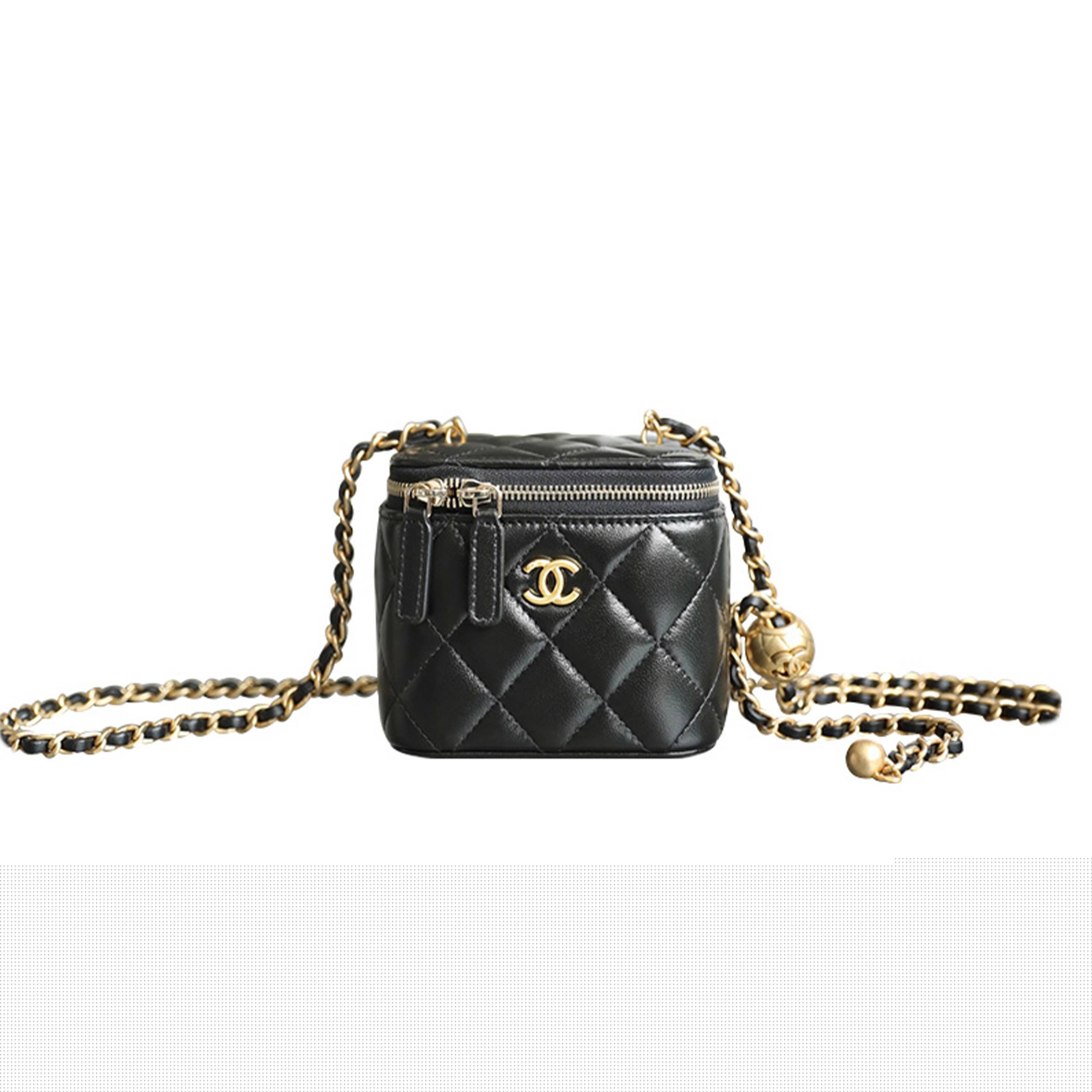Ch*el master mini vanity case with pearl crush clutch with chain ap1447 (11*8.5*7cm)